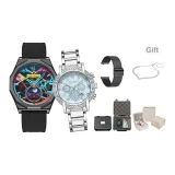 Чёрный Многоцветный Планета + Dream Синий [Стальной Браслет Браслет Одежда Наборы]