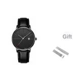 Черный Concept кожаный ремешок, в комплекте с подарком: стальной ремешок в качестве подарка