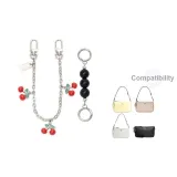 [Серебряный] Черный жемчуг + вишневый декоративный, цепочка 30 см