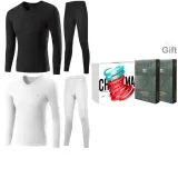 V-образный вырез, комплект из двух предметов нижнего белья (черный + белый), 100% хлопок, антибактериальный / премиум, подарочная коробка, комплект