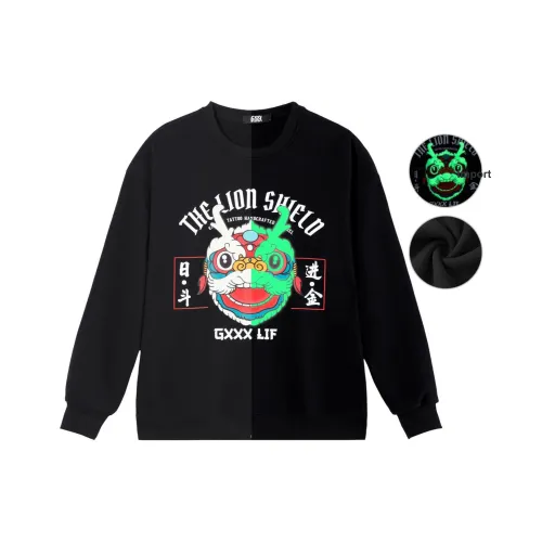 GXXX Черный флис с подкладкой Унисекс Свитшоты