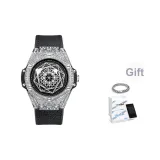 Серебряный корпус, черный ремешок [включает кубинский браслет]