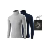 2-Предметный Комплект Топов (Светло-Серый + Темно-Синий) 100% Хлопок Антибактериальный/Высокий Воротник Ветрозащитный