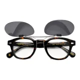 Оправа «черепаховый узор» с серыми накладными линзами, с откидной крышкой, съемная