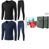 V-образный вырез, комплект из двух предметов нижнего белья (черный + темно-синий), 100% хлопок, антибактериальный / премиум, подарочная коробка, комплект