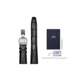 Чёрный бамбук с рельефом, серебряная складная застёжка [укороченный].