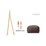 Монограмма Макияж Сумка 1,1 Растительное дубление Кожа Плечевой ремень 60 см [Включает 1 пару Растительное дубление Кожа Модифицированная Пряжка]