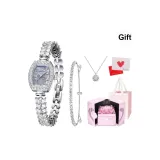 Перламутровый синий - коробка с вечными цветами с браслетом и ожерельем F20