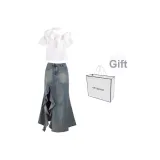 Комплект из двух частей (Белый + Винтажный синий) Премиум-сумка для покупок