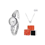 Серебряный, полосатый, белый циферблат, оригинальная коробка + ожерелье