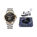 Чёрный циферблат - золотой стальной браслет