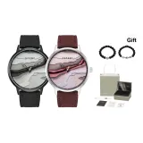 Черная кожа + Фиолетовая кожа [Парные часы + Парный браслет с бусинами]