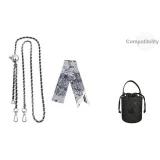 Серебристо-белый, кожа, цепь, регулируемый, до 130 см, шарф журавль