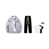 Комплект (Серый топ + Черные повседневные штаны) В комплекте с футболкой