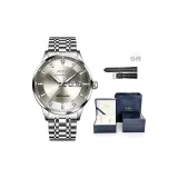 Серебряный корпус, серый циферблат, стальной браслет [стандартный размер, коробка для часов + ремешок]