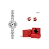 Утонченный серебряный [Красный романтический коробка признания в любви + Красный розовый серьги-гвоздики]