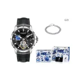 Серебряный корпус с черным циферблатом.