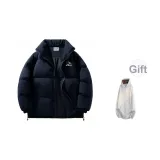 Темно-синий (90% пуховик) + бело-серый вереск, клетка, свитшот, флисовая подкладка