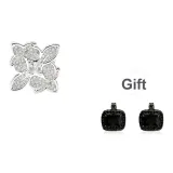 Цветок, Бабочка, Тень, Серьги-гвоздики, Один (Белый циркон)