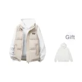 Слоновая кость жилет + белый худи