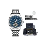 Стальной ремешок, синий циферблат [Мода, игрушка, коробка]