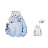 Светло-синяя куртка (в комплекте с высококачественным белым и серым свитшотом с фотокемией)