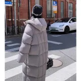 Серый хлопковый пуховик [удлиненный, утолщенный]