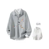 Серый свитшот (с белой рубашкой)