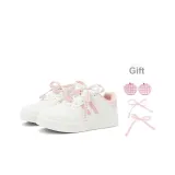 Розовый, с 1 парой розовых лент и пуговиц