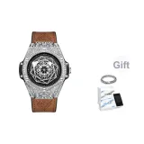 Серебряный корпус, коричневый ремешок [в комплекте с кубинским браслетом]