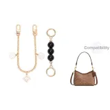 [Золотистый] Черный Жемчуг + Камелия Декоративная Цепь 30 см