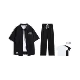 Комплект (Черный топ + Черные штаны) (Включает рубашку с коротким рукавом)