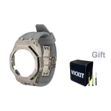 Оффшорный серебряный корпус, серый ремешок.