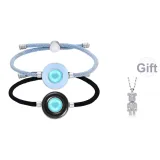 Сердце-Трепет: Черный Синий 1 Пара + Любовь Спортивный Медведь Ожерелье из Серебра 925 пробы