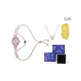 Золотая полоска, фиолетовый, пластина, коробка (в комплекте с ожерельем + 999 золото, богатый, наклейка для телефона)