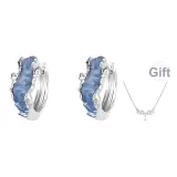 Серьги-кольца "Лазурный Ледник" с подарками, ожерелье "Пшеница"