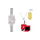 Серебряная полоска, розовая коробка (с ожерельем + 999 золотой наклейка для телефона + инструмент для открытия часов)