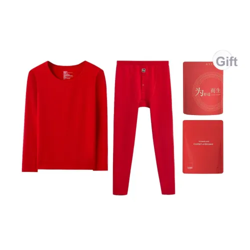 Red bean Мужской Basic Crew Шея Нижнее белье Набор Мужской Термокомплекты