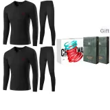 V-образный вырез, комплект из двух предметов нижнего белья (черный + черный), 100% хлопок, антибактериальный / премиум, подарочная коробка, комплект