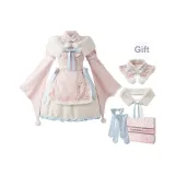 Персиковый цветок Розовый (Включает меховой воротник + шаль + аксессуары)