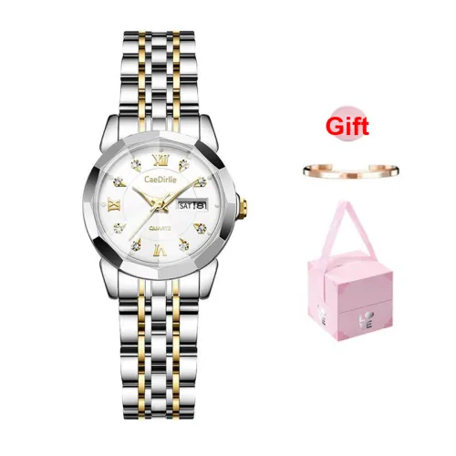 CAEDIRLLE Кварцевый механизм стальной ремешок женские часы белый циферблат