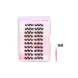 Клей-Бесплатно Плюшевый Принт Кудрявый Накладные ресницы + Золотистая Перо Пинцет