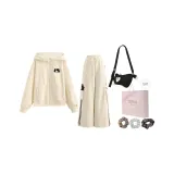 Экрю пальто + штаны + сумка