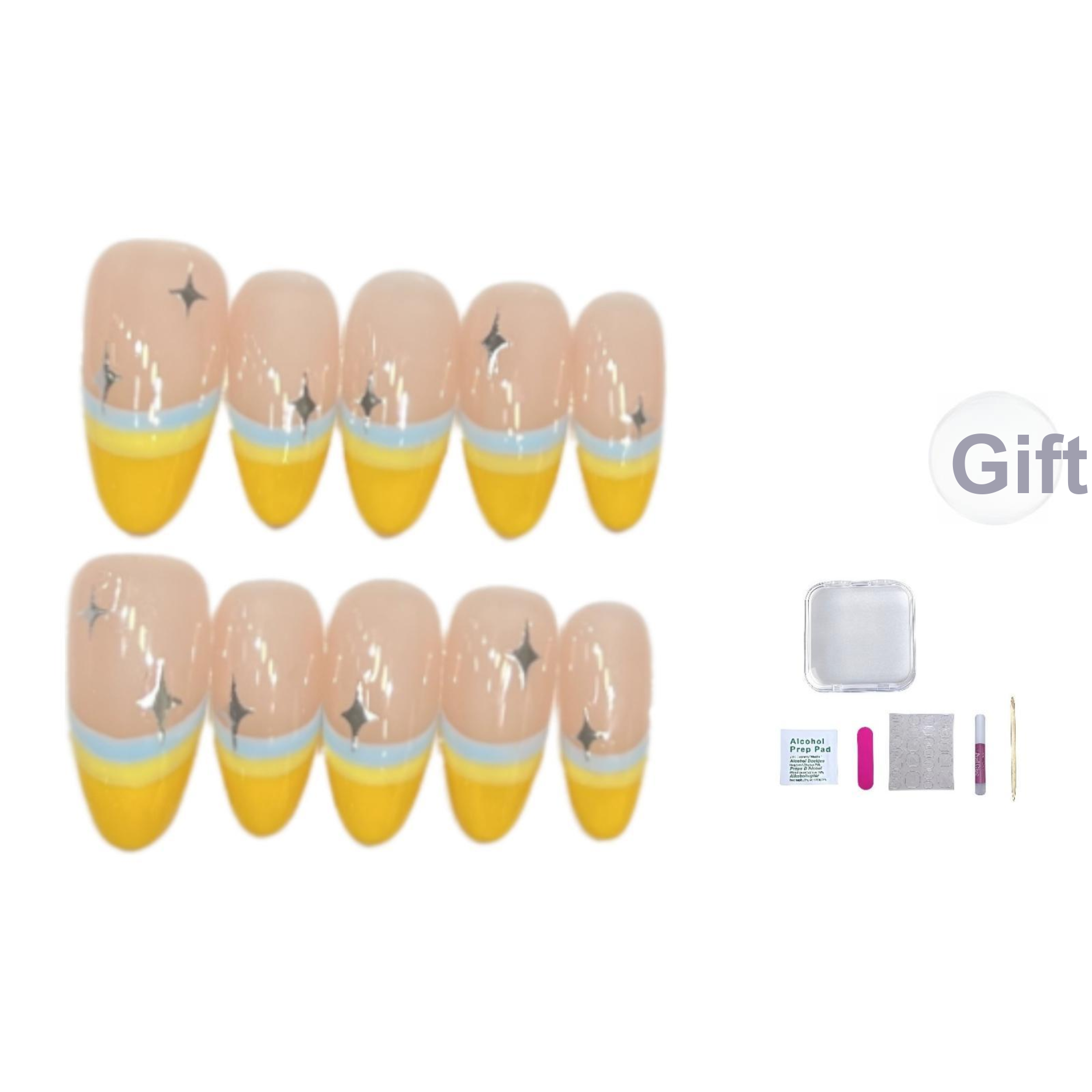 JIDUOMENG Исландский Манго Handcrafted False Nail Стиль Instagram Милый Тройной Layer Французские Накладки для Ногтей - JDM-992