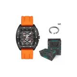 Чёрный корпус, оранжевый ремешок