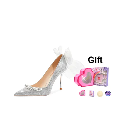 Crelinkxlat Узкий каблук Высокие каблуки 6 8 Женские Серебряный