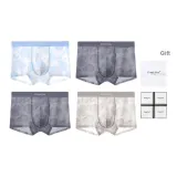 Спорт Бесшовный Дышащий Сетчатый Отверстия Ледяной Шелк [Светло-Синий + Чернильно-Серый + Светло-Серый + Чернильно-Серый] 4 Упаковки Подарочная Коробка Набор