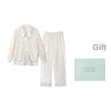 [Подарочная коробка комплект] Малиновый с принтом плюшевый женский комплект