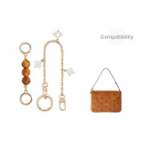 Коричневый мини-сумка среднего размера [набор из 3 штук], янтарное золото, жемчужный удлинитель цепи 13 см + декоративная цепь с четырехлистным клевером, медный, 40 см + застежка-булавка