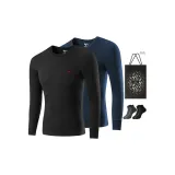 100% cotton  
Круглый вырез  
2 упаковки (Черный + Темно-синий)  
В комплекте носки  
2 упаковки  
Сумка для покупок включена